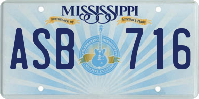 MS license plate ASB716