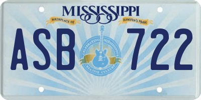 MS license plate ASB722