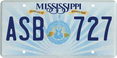 MS license plate ASB727