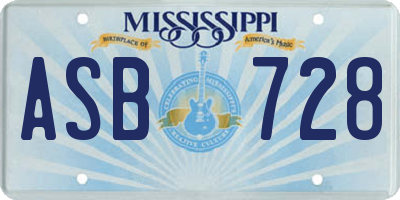 MS license plate ASB728
