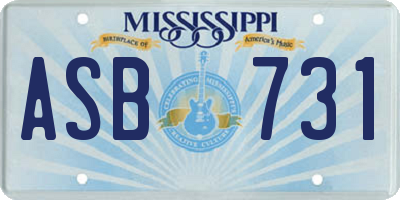 MS license plate ASB731