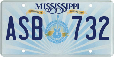 MS license plate ASB732