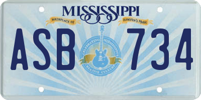 MS license plate ASB734