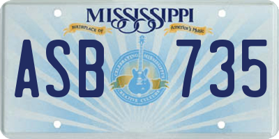 MS license plate ASB735