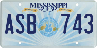 MS license plate ASB743
