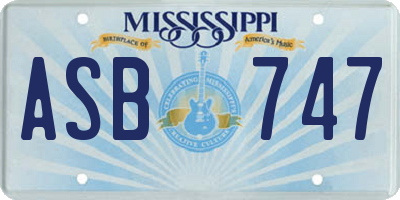MS license plate ASB747
