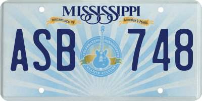 MS license plate ASB748
