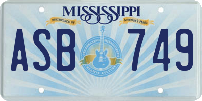 MS license plate ASB749