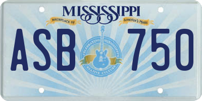 MS license plate ASB750