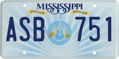 MS license plate ASB751