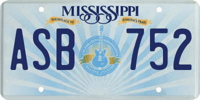 MS license plate ASB752