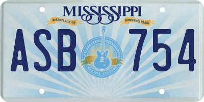 MS license plate ASB754