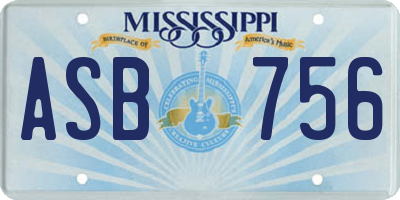 MS license plate ASB756