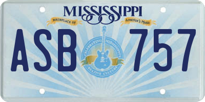 MS license plate ASB757