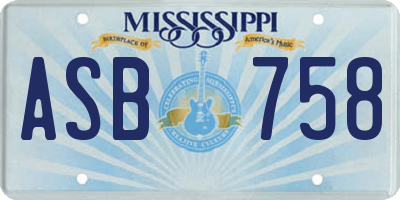 MS license plate ASB758