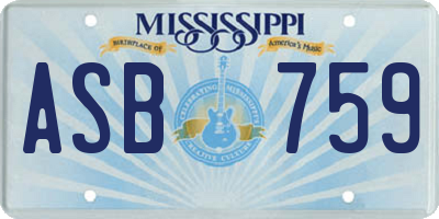 MS license plate ASB759
