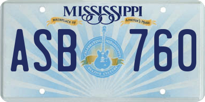 MS license plate ASB760