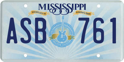 MS license plate ASB761