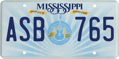 MS license plate ASB765
