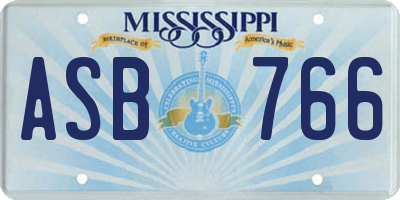 MS license plate ASB766