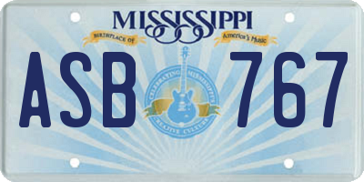 MS license plate ASB767