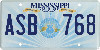 MS license plate ASB768