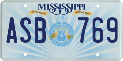 MS license plate ASB769