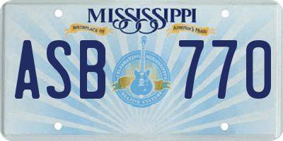 MS license plate ASB770