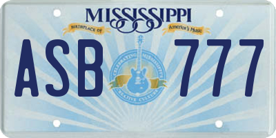 MS license plate ASB777