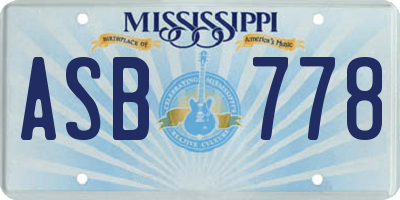 MS license plate ASB778