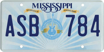 MS license plate ASB784
