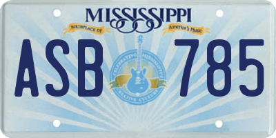 MS license plate ASB785