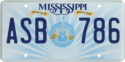 MS license plate ASB786