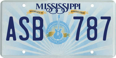 MS license plate ASB787