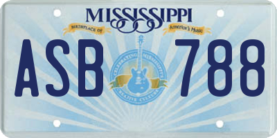 MS license plate ASB788