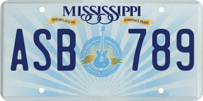 MS license plate ASB789