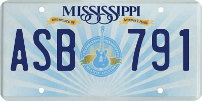 MS license plate ASB791