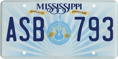 MS license plate ASB793