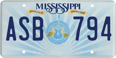 MS license plate ASB794