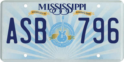MS license plate ASB796