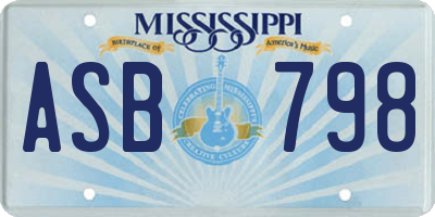 MS license plate ASB798