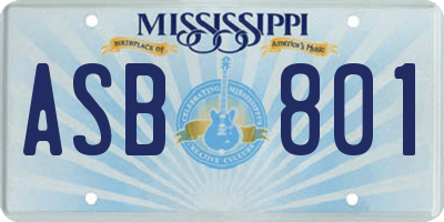 MS license plate ASB801