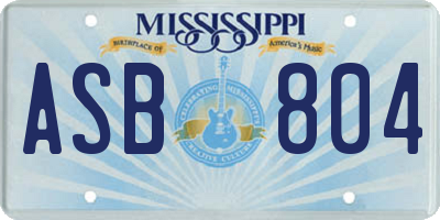 MS license plate ASB804