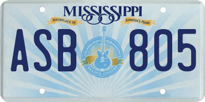 MS license plate ASB805