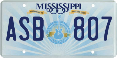 MS license plate ASB807