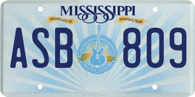 MS license plate ASB809
