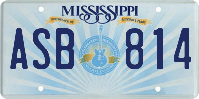 MS license plate ASB814