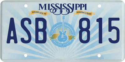 MS license plate ASB815