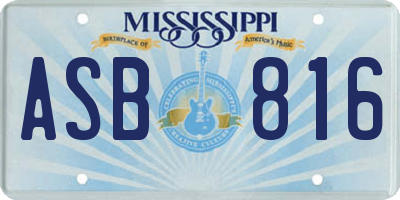 MS license plate ASB816