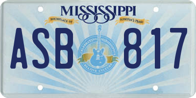 MS license plate ASB817